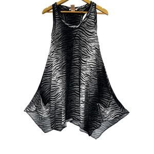 Sweet Juliet Dress Zebra print stretch pullover asymmetrical hem racer back sm